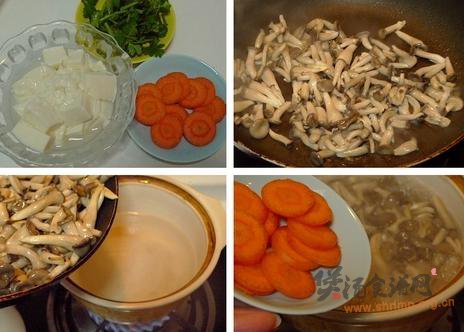 鲜虾豆腐菌菇煲的做法