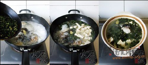 雪菜豆腐炖鱼头的做法
