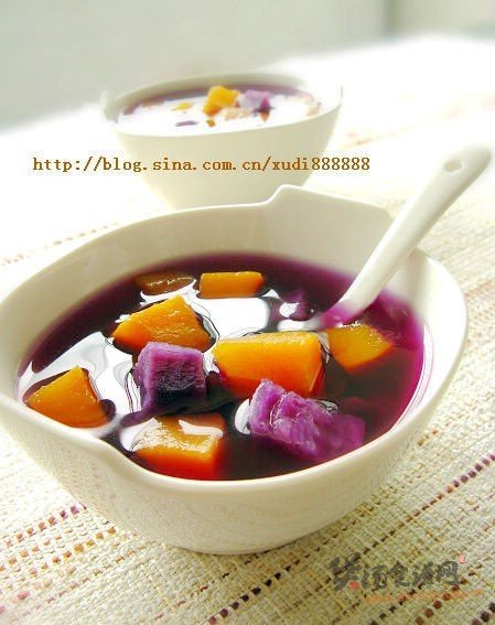 南瓜紫薯汤的做法