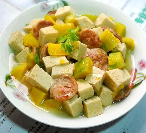 南瓜炖冻豆腐的做法