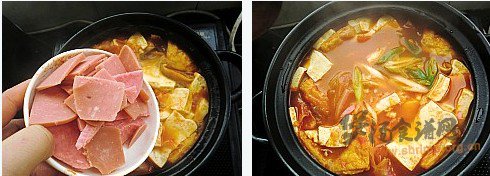 韩式火腿泡菜豆腐汤的做法
