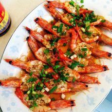 蒜蓉葱油开片虾的做法