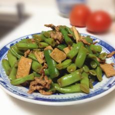 四季豆炒豆腐肉丝的做法