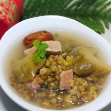 凉瓜绿豆瘦肉汤的做法