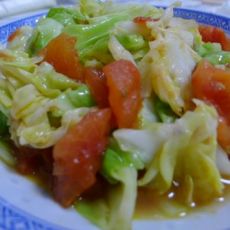 清炒西红柿圆白菜的做法