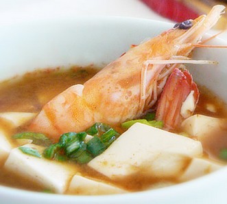 鲜虾豆腐酱汤的做法